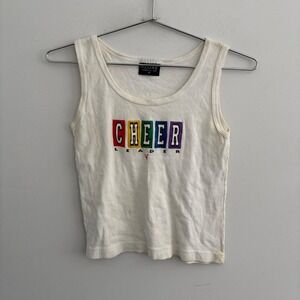 Alore Vintage 90s Cheerleader Graphic Tank Top White Small Made in USA